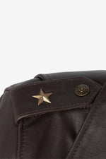 Dark brown cowhide Perfecto by Schott, star accents and press-studs. - Image n°2