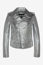 Schott's silver lambskin Perfecto: slim, bold, and timelessly rock. - Image n°1
