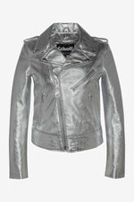 Schott's silver lambskin Perfecto: slim, bold, and timelessly rock. - Image n°1