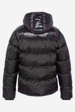 Nylon down jacket with black hood - Image n°8