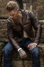 DAYTONA RUST: rust-hued buffalo leather, slim cut, lined for bikers. - Image n°4
