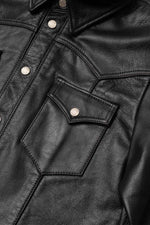 Black leather jacket inspired by western shirts - Image n°10