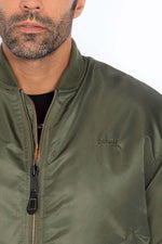 Khaki nylon bomber jacket with 90s-inspired fit - Image n°4