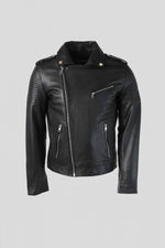 Black lambskin biker jacket by Redskins, slim-fit with a rock edge. - Image n°9