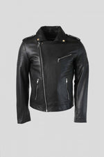 Black lambskin biker jacket by Redskins, slim-fit with a rock edge. - Image n°9