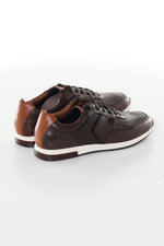 Brown and navy leather sneakers - Image n°2