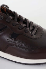 Brown and navy leather sneakers - Image n°3
