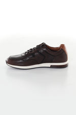 Brown and navy leather sneakers - Image n°5