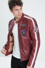 Bold red sheep leather jacket, slim-fit. Soft, durable, and sharp. - Image n°1