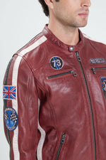 Bold red sheep leather jacket, slim-fit. Soft, durable, and sharp. - Image n°2