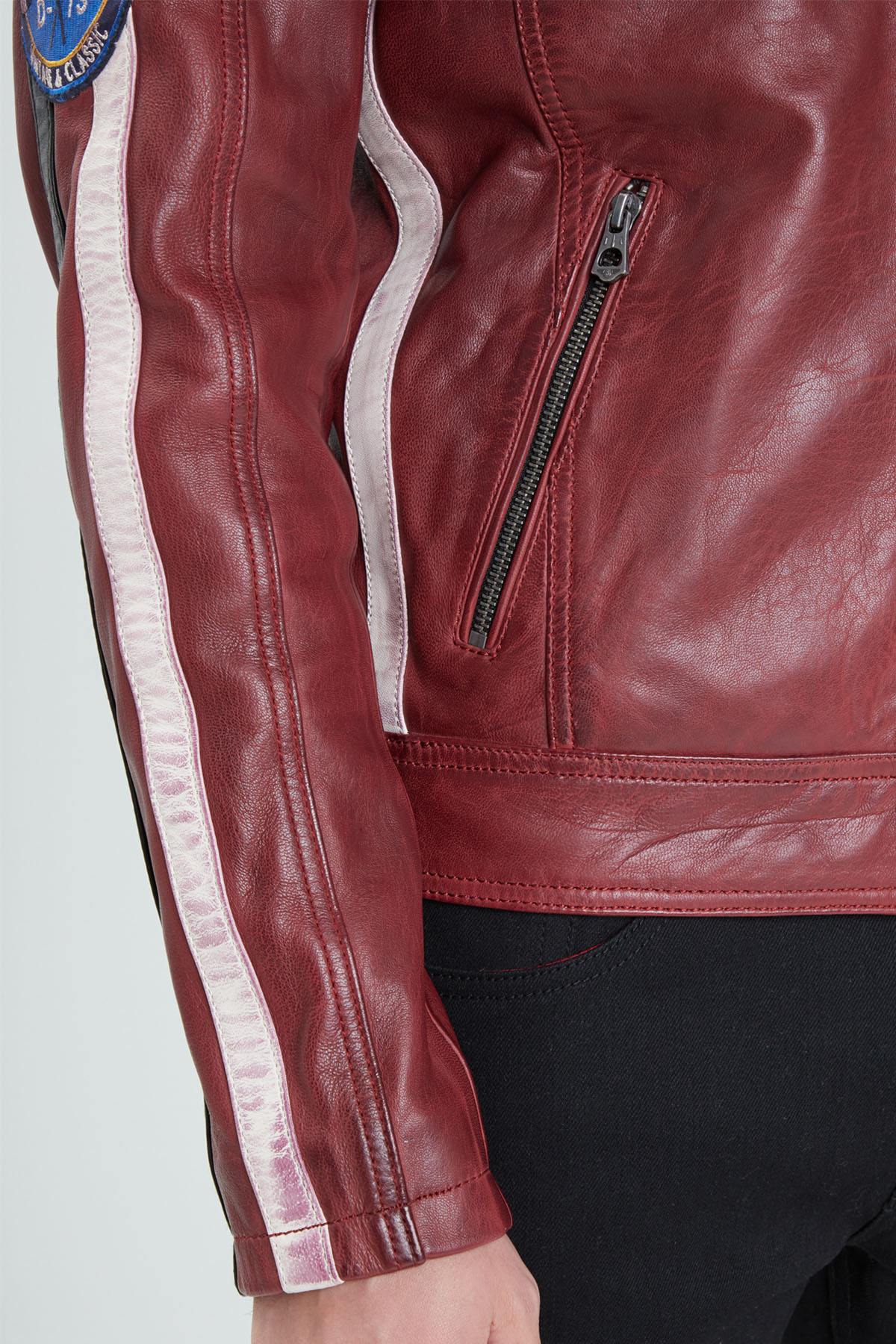 Bold red sheep leather jacket, slim-fit. Soft, durable, and sharp. - Image n°6