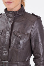 Mid-length lambskin jacket in reddish-brown, slim-fit for all seasons. - Image n°5
