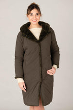 Women's kaki jacket in two materials, ideal for autumn and winter. - Image n°11