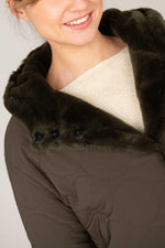 Women's kaki jacket in two materials, ideal for autumn and winter. - Image n°10