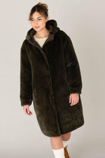 Women's kaki jacket in two materials, ideal for autumn and winter. - Image n°4