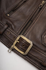 carefully stitched biker jacket in waxed cowhide. Rugged, weathered finish. - Image n°11