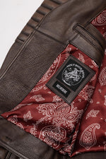 carefully stitched biker jacket in waxed cowhide. Rugged, weathered finish. - Image n°12