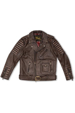 carefully stitched biker jacket in waxed cowhide. Rugged, weathered finish. - Image n°7