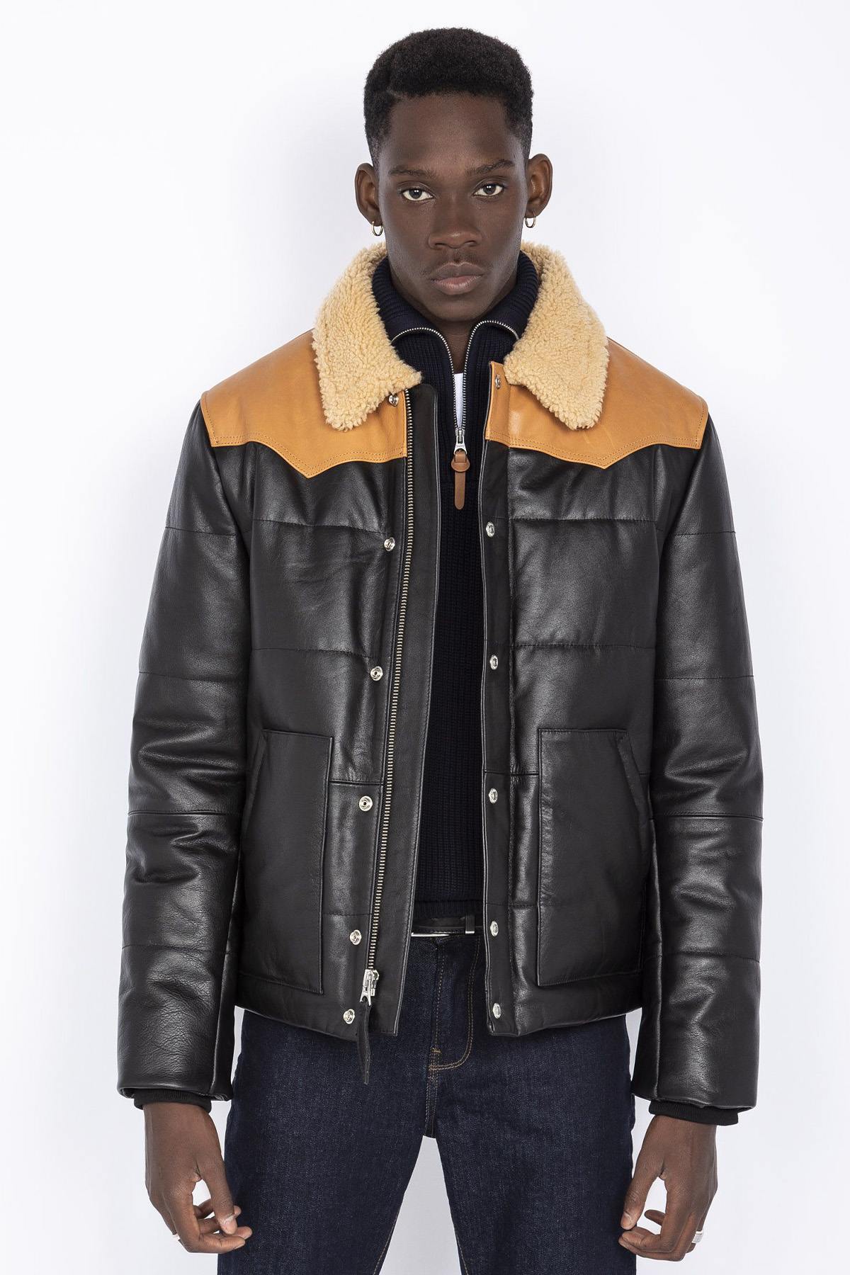 Schott's LCDAYTON: vachetta leather and shearling for winter warmth. - Image n°1
