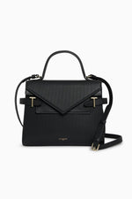 Emilie double flap handbag in black leather - Image n°1