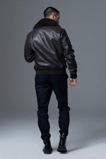 A2-style brown lambskin jacket with removable shearling collar. - Image n°9