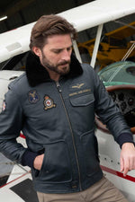 RAF navy sheepskin jacket. Soft leather, removable Thinsulate lining. - Image n°1
