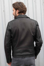 Thick black leather Biker Jacket for men - Image n°2