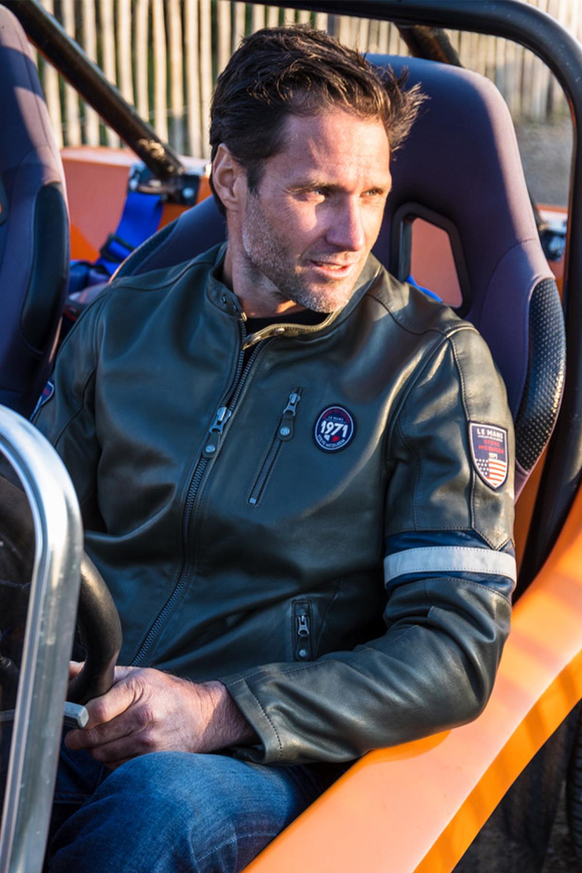 Slim khaki sheep leather jacket. Biker edge, McQueen's timeless touch. - Image n°2