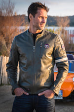 Slim khaki sheep leather jacket. Biker edge, McQueen's timeless touch. - Image n°1
