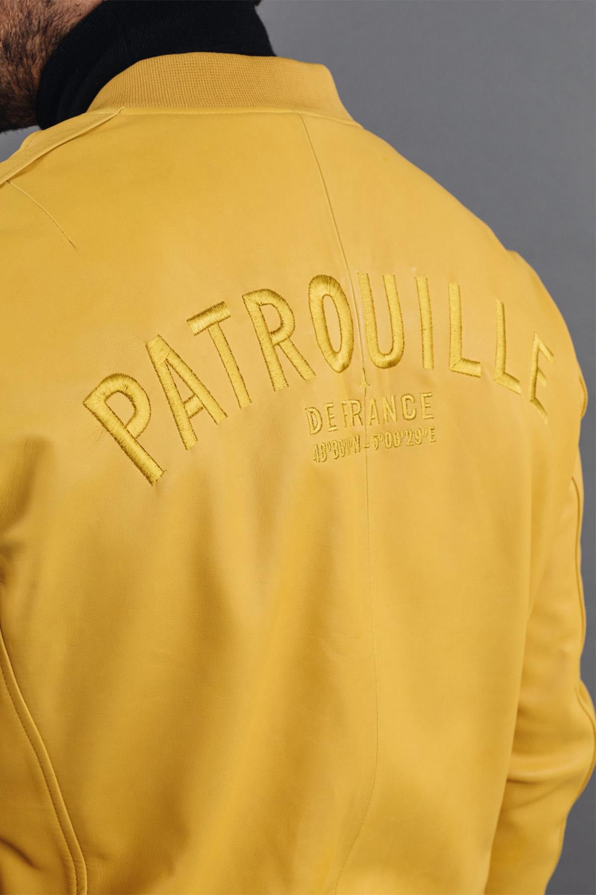 Yellow lambskin jacket, slim fit. Redskins x Patrouille de France. - Image n°2
