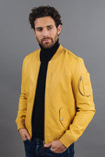 Yellow lambskin jacket, slim fit. Redskins x Patrouille de France. - Image n°5