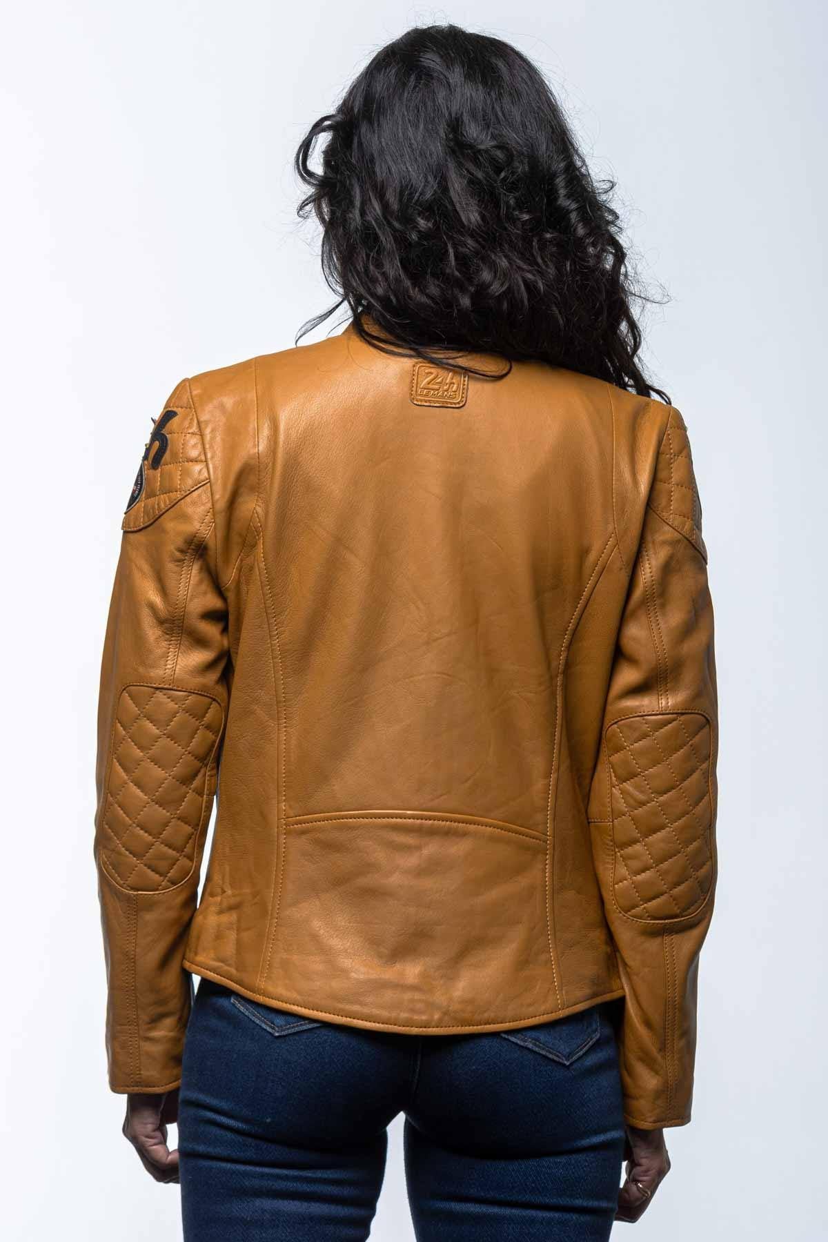 Le Mans-inspired yellow sheepskin jacket, sporty and stylish. - Image n°3