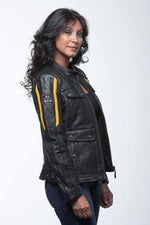 A black lambskin jacket, straight cut, biker collar, sporty appeal. - Image n°2