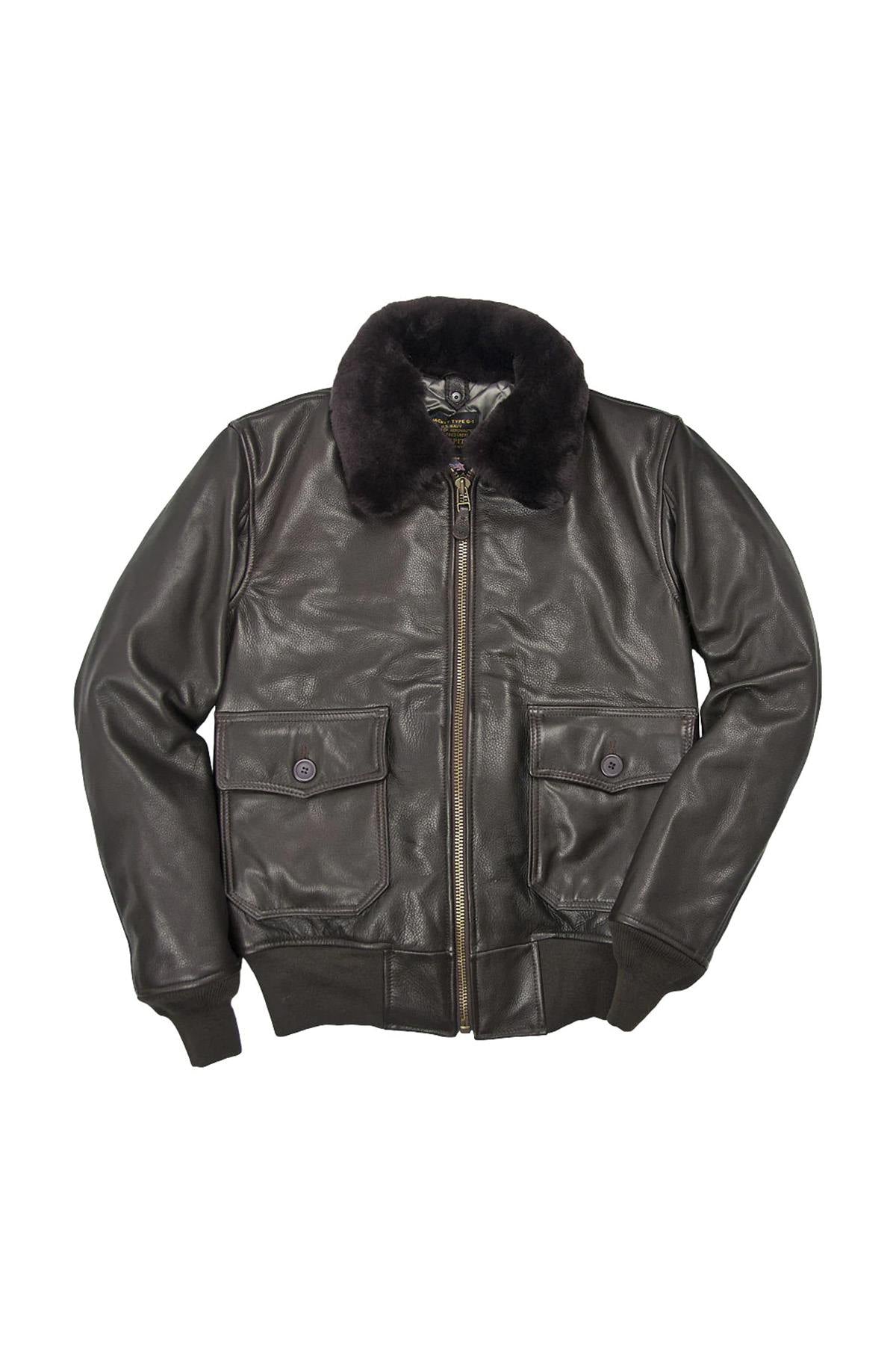 Deer-tanned calfskin G-1 jacket with shearling collar. - Image n°3