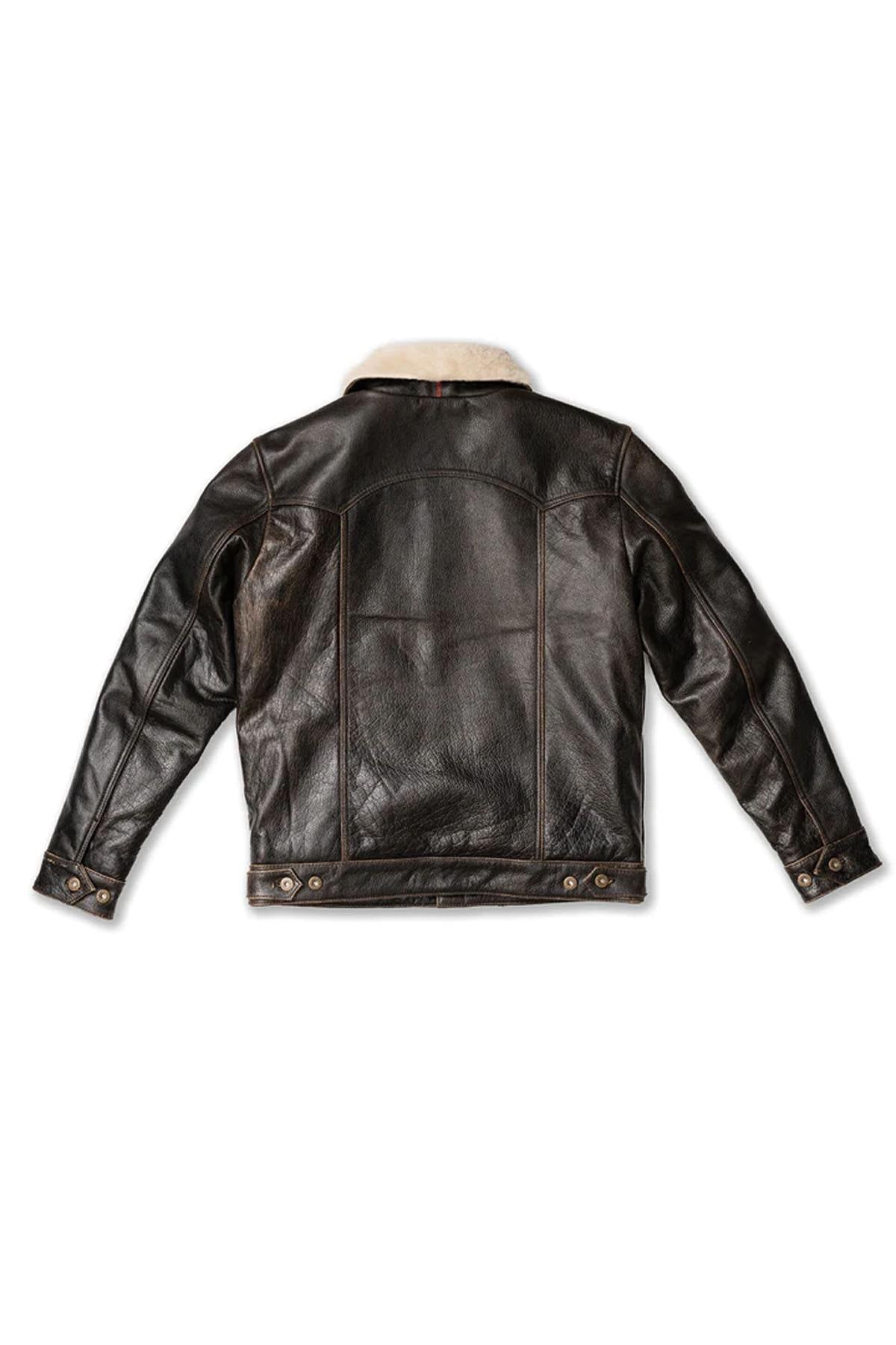 Buffalo leather trucker jacket with rapid patina for vintage charm. - Image n°12