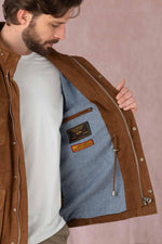 Tobacco goat suede jacket: military roots, soft, timeless regular cut. - Image n°7