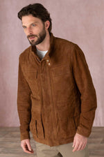 Tobacco goat suede jacket: military roots, soft, timeless regular cut. - Image n°5