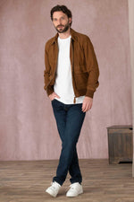 Rust-colored suede leather jacket - Image n°6