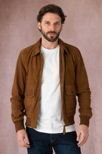 Rust-colored suede leather jacket - Image n°1