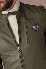Slim khaki sheep leather jacket. Biker edge, McQueen's timeless touch. - Image n°9
