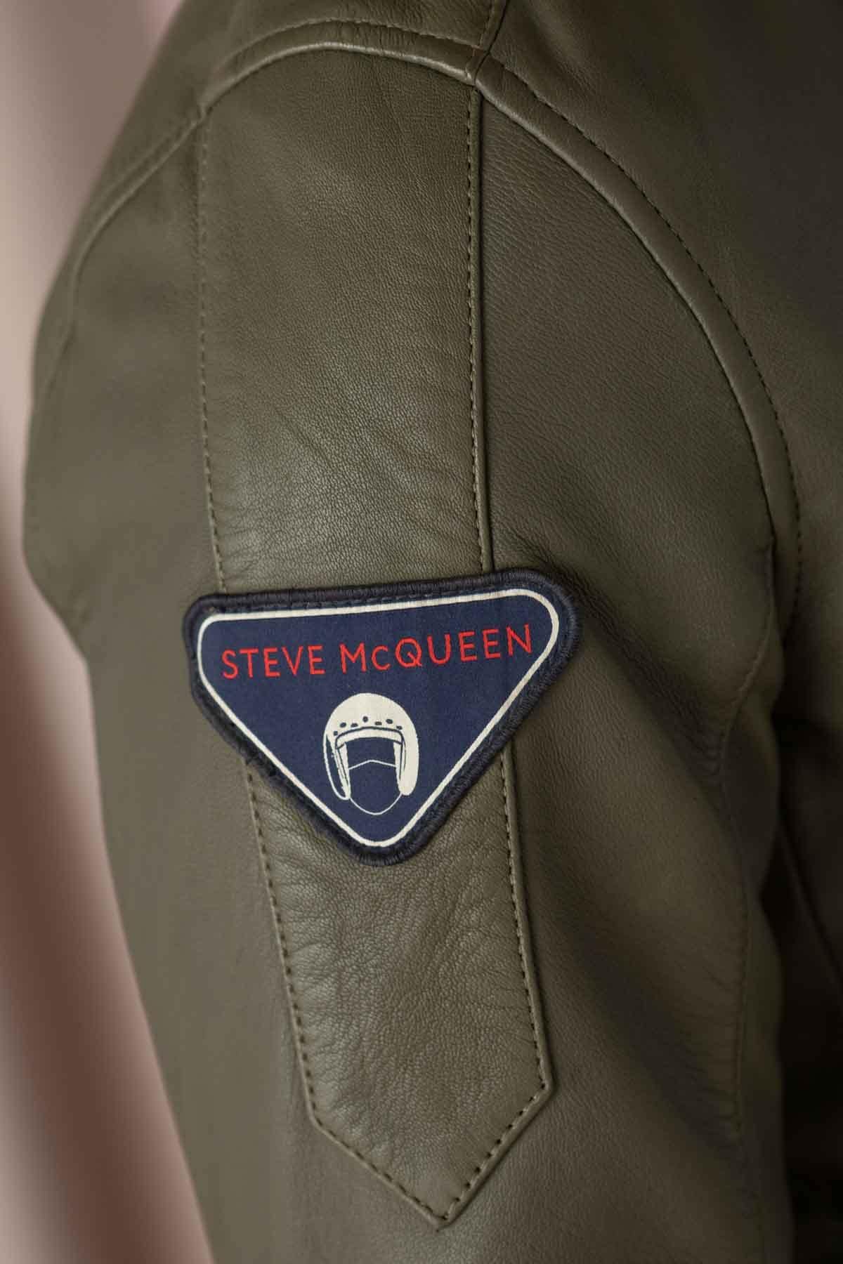Slim khaki sheep leather jacket. Biker edge, McQueen's timeless touch. - Image n°8