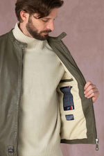 Slim khaki sheep leather jacket. Biker edge, McQueen's timeless touch. - Image n°11