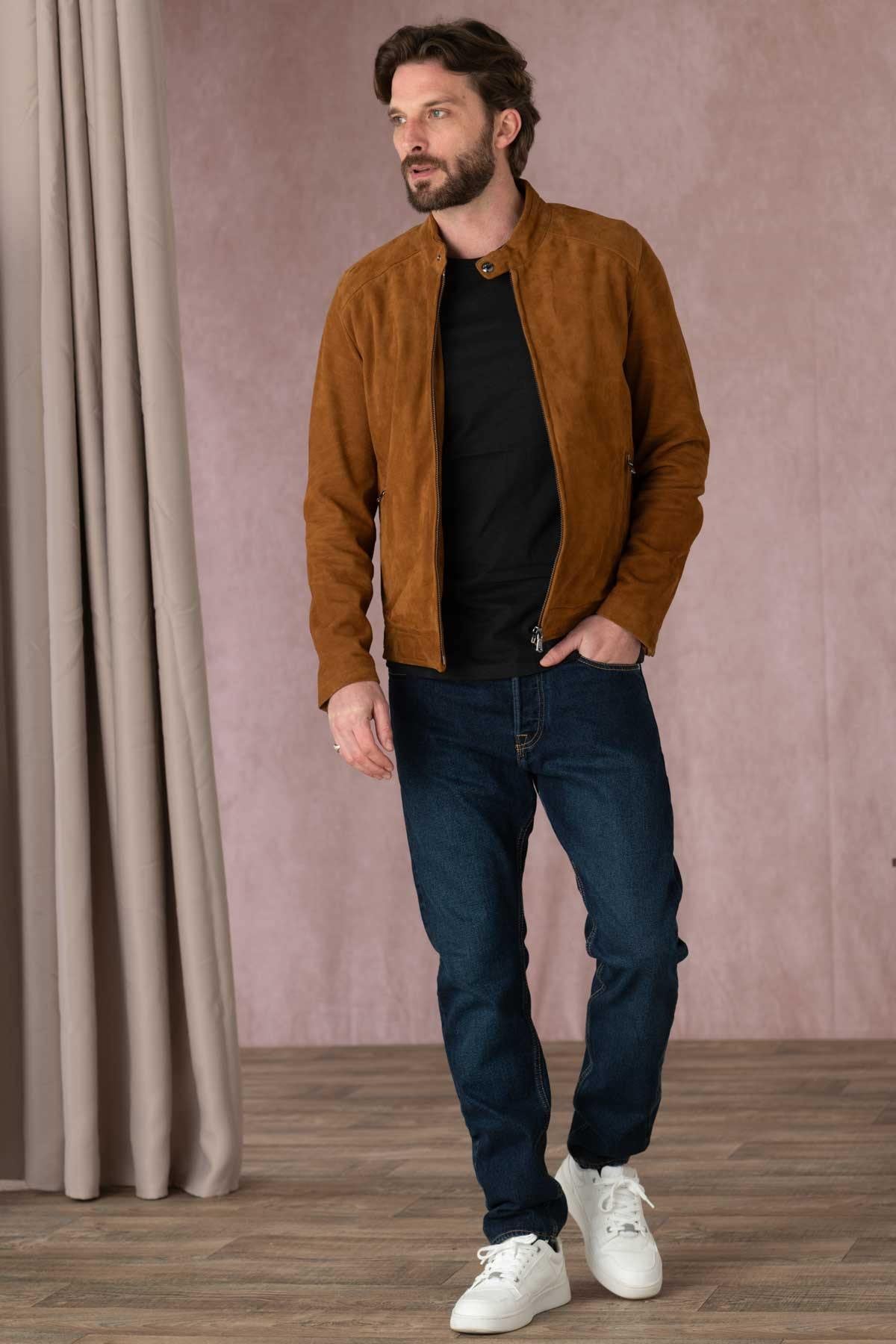 Velvety goat suede in Cognac, Daytona's Delf for classic biker style. - Image n°2