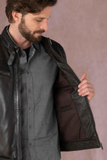 Deep brown sheepskin jacket, supple and durable. Timeless regular fit. - Image n°5