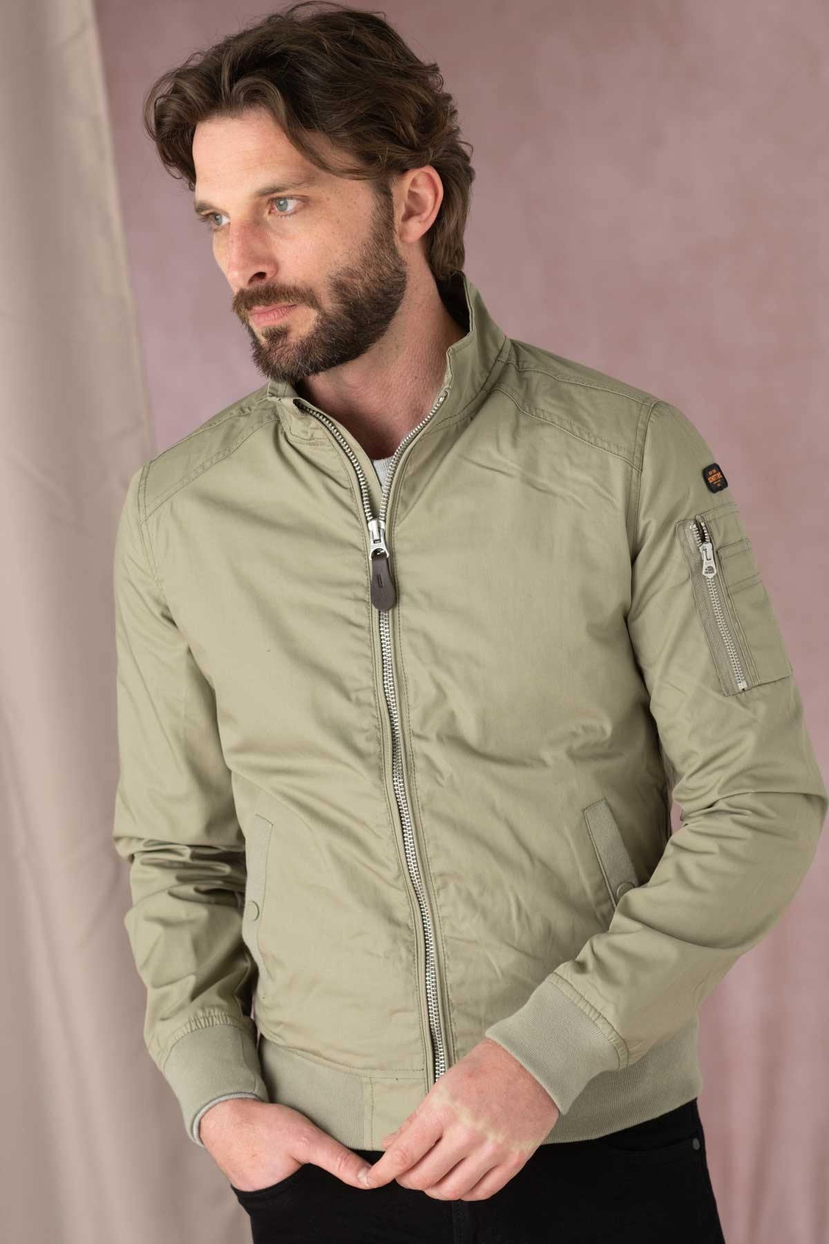 Schott Kenny bomber: sage khaki fleece, MA-1 pocket, ribbed trims. - Image n°6