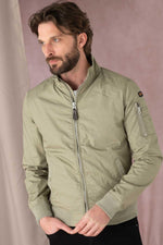 Schott Kenny bomber: sage khaki fleece, MA-1 pocket, ribbed trims. - Image n°6
