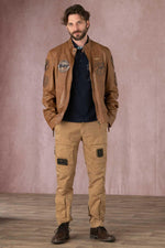Slim Italian sheepskin jacket with 51st Wing patches. Unlined. - Image n°2