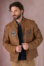 Slim Italian sheepskin jacket with 51st Wing patches. Unlined. - Image n°4