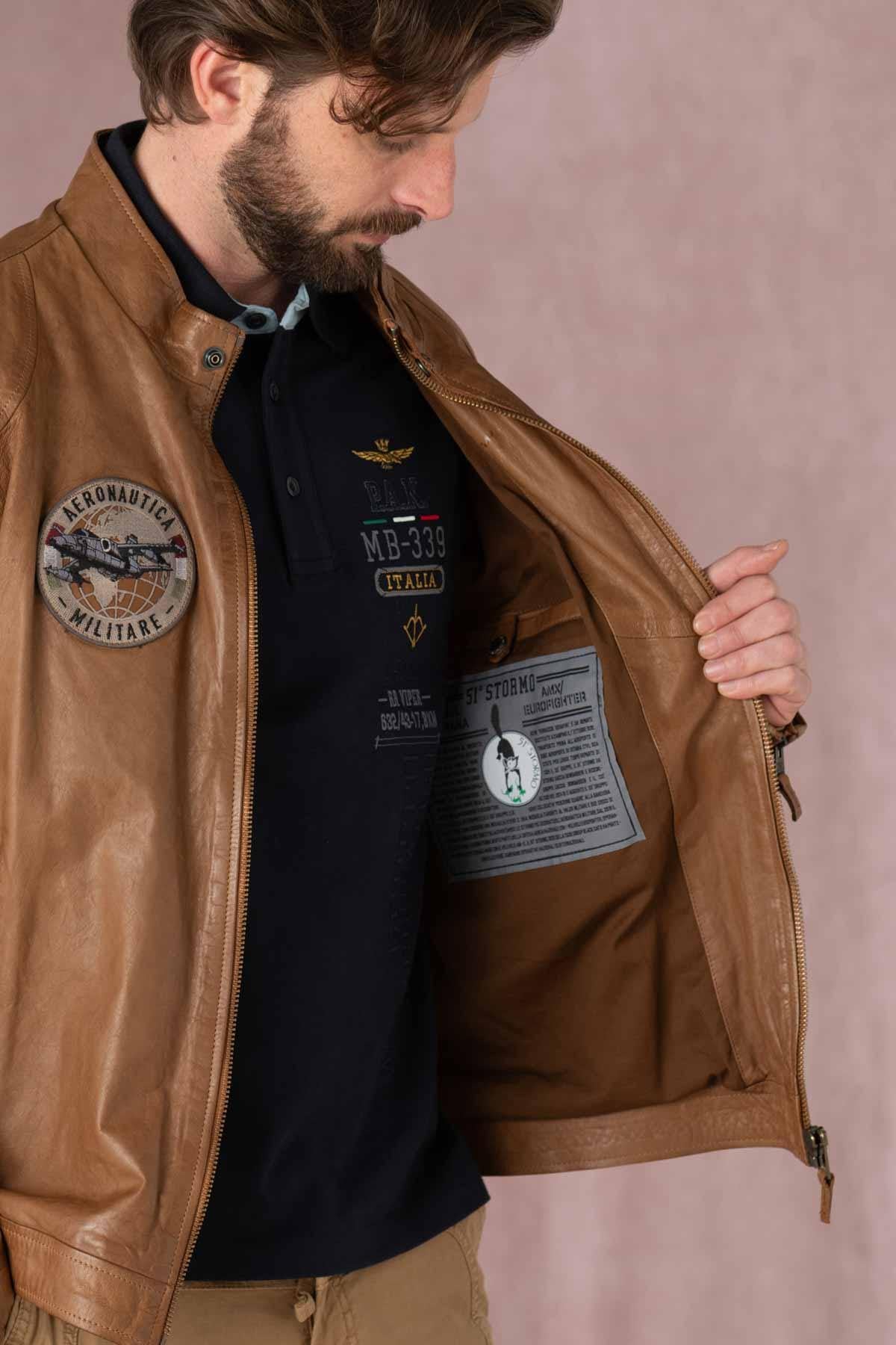 Slim Italian sheepskin jacket with 51st Wing patches. Unlined. - Image n°8