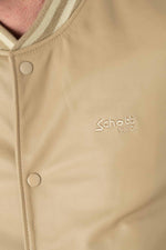 Schott's lambskin jacket: beige/off-white, snap closure, ribbed trims. - Image n°7